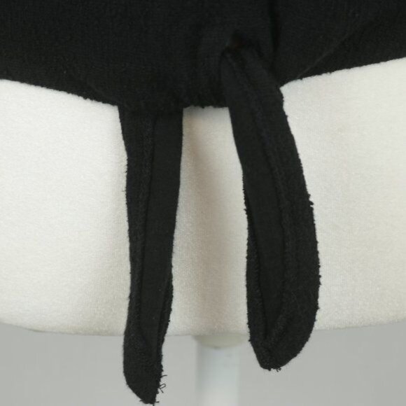 Madewell Women's XS Black Textured V-Neck 3/4 Sleeve Tie Hem Blouse - Picture 7 of 10